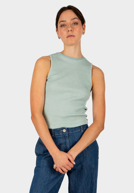 2 Tone Rib Tanktop lightsage Vorderansicht