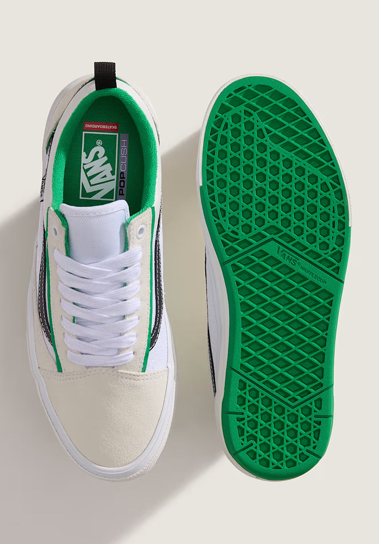 Skate Old Skool Wafflecup white-green Closeup1