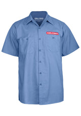Skateboard Skeleton Work Shirt postal blue Rueckenansicht