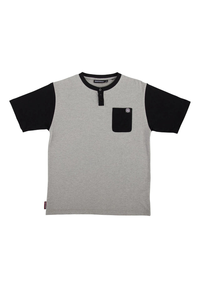 BTG Label Henley Top heathergrey-black Vorderansicht